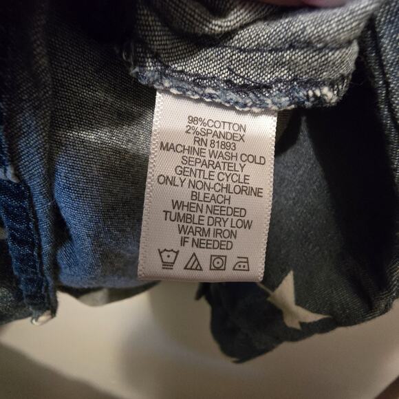 D&Co Denim Stars Button Shirt Womens XL Blue Patriotic July 4th Western Boho - Picture 5 of 9